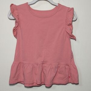 Pink Chicken Brandied Apricot Organic Kit Top Pink Peplum Ruffle Girls Size 7